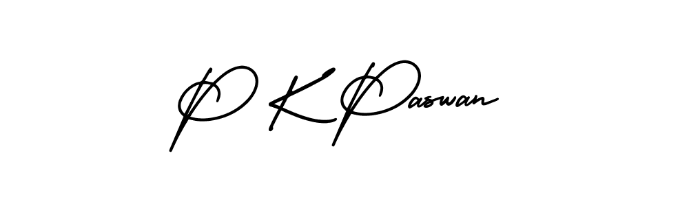 The best way (AmerikaSignatureDemo-Regular) to make a short signature is to pick only two or three words in your name. The name P K Paswan include a total of six letters. For converting this name. P K Paswan signature style 3 images and pictures png