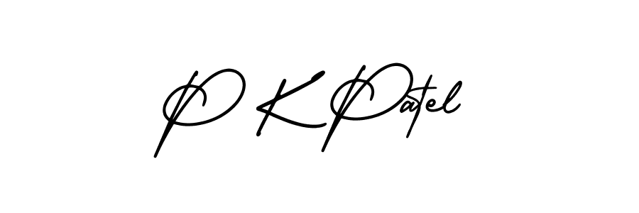 How to make P K Patel name signature. Use AmerikaSignatureDemo-Regular style for creating short signs online. This is the latest handwritten sign. P K Patel signature style 3 images and pictures png