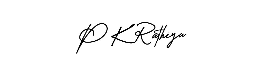 P K Rathiya stylish signature style. Best Handwritten Sign (AmerikaSignatureDemo-Regular) for my name. Handwritten Signature Collection Ideas for my name P K Rathiya. P K Rathiya signature style 3 images and pictures png