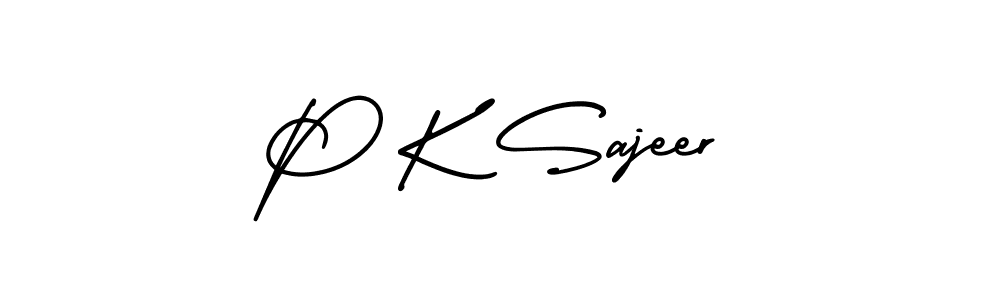 How to make P K Sajeer name signature. Use AmerikaSignatureDemo-Regular style for creating short signs online. This is the latest handwritten sign. P K Sajeer signature style 3 images and pictures png