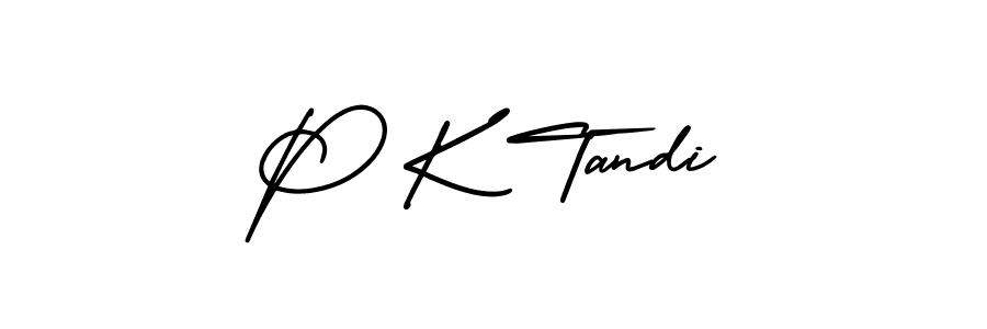 The best way (AmerikaSignatureDemo-Regular) to make a short signature is to pick only two or three words in your name. The name P K Tandi include a total of six letters. For converting this name. P K Tandi signature style 3 images and pictures png