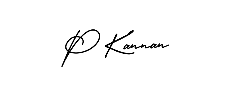 How to make P Kannan name signature. Use AmerikaSignatureDemo-Regular style for creating short signs online. This is the latest handwritten sign. P Kannan signature style 3 images and pictures png