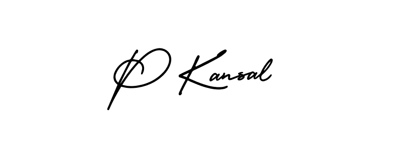 You should practise on your own different ways (AmerikaSignatureDemo-Regular) to write your name (P Kansal) in signature. don't let someone else do it for you. P Kansal signature style 3 images and pictures png