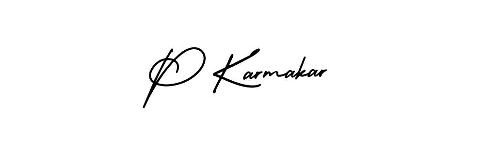 Design your own signature with our free online signature maker. With this signature software, you can create a handwritten (AmerikaSignatureDemo-Regular) signature for name P Karmakar. P Karmakar signature style 3 images and pictures png