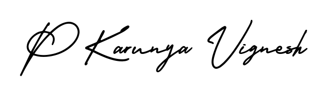 Express your personality with a custom P Karunya Vignesh signature crafted with AmerikaSignatureDemo-Regular typography. Free transparent PNG download available. P Karunya Vignesh signature style 3 images and pictures png