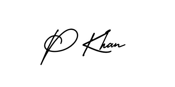 The best way (AmerikaSignatureDemo-Regular) to make a short signature is to pick only two or three words in your name. The name P Khan include a total of six letters. For converting this name. P Khan signature style 3 images and pictures png