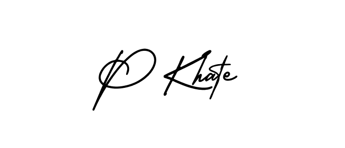 The best way (AmerikaSignatureDemo-Regular) to make a short signature is to pick only two or three words in your name. The name P Khate include a total of six letters. For converting this name. P Khate signature style 3 images and pictures png