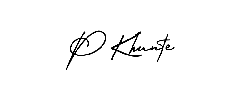 This is the best signature style for the P Khunte name. Also you like these signature font (AmerikaSignatureDemo-Regular). Mix name signature. P Khunte signature style 3 images and pictures png