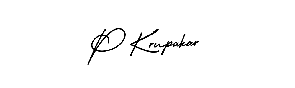 How to make P Krupakar name signature. Use AmerikaSignatureDemo-Regular style for creating short signs online. This is the latest handwritten sign. P Krupakar signature style 3 images and pictures png