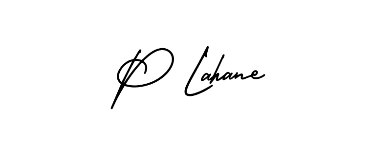 Use a signature maker to create a handwritten signature online. With this signature software, you can design (AmerikaSignatureDemo-Regular) your own signature for name P Lahane. P Lahane signature style 3 images and pictures png