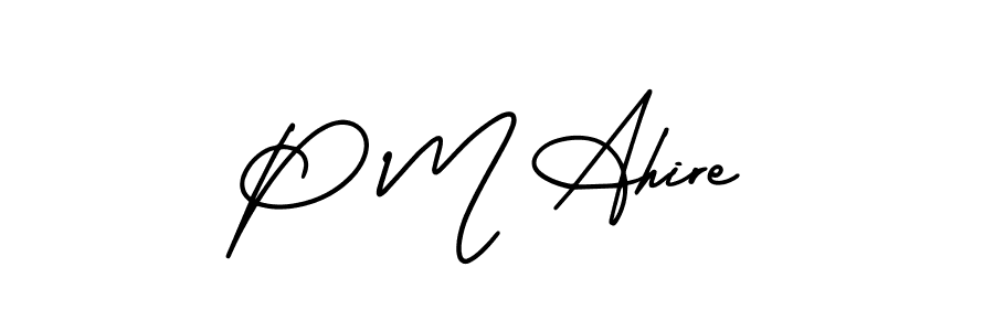 Also You can easily find your signature by using the search form. We will create P M Ahire name handwritten signature images for you free of cost using AmerikaSignatureDemo-Regular sign style. P M Ahire signature style 3 images and pictures png