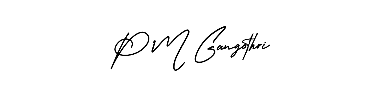 This is the best signature style for the P M Gangothri name. Also you like these signature font (AmerikaSignatureDemo-Regular). Mix name signature. P M Gangothri signature style 3 images and pictures png