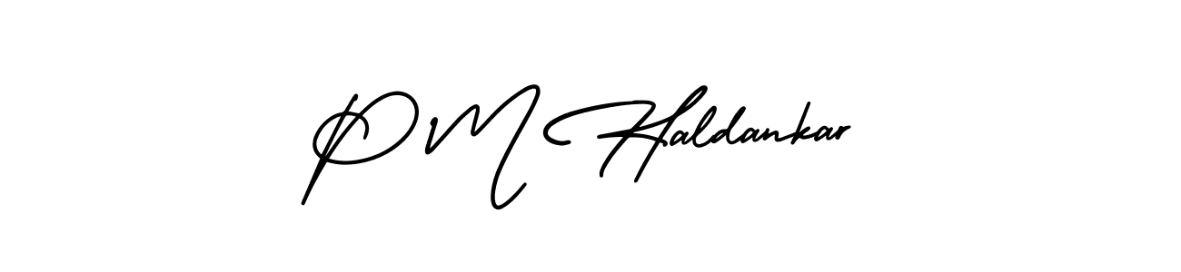 Design your own signature with our free online signature maker. With this signature software, you can create a handwritten (AmerikaSignatureDemo-Regular) signature for name P M Haldankar. P M Haldankar signature style 3 images and pictures png