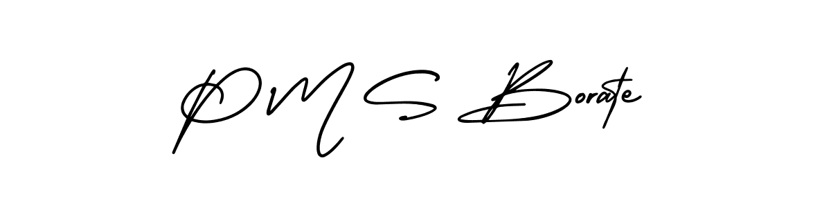 The best way (AmerikaSignatureDemo-Regular) to make a short signature is to pick only two or three words in your name. The name P M S Borate include a total of six letters. For converting this name. P M S Borate signature style 3 images and pictures png