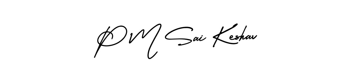 Create a beautiful signature design for name P M Sai Keshav. With this signature (AmerikaSignatureDemo-Regular) fonts, you can make a handwritten signature for free. P M Sai Keshav signature style 3 images and pictures png