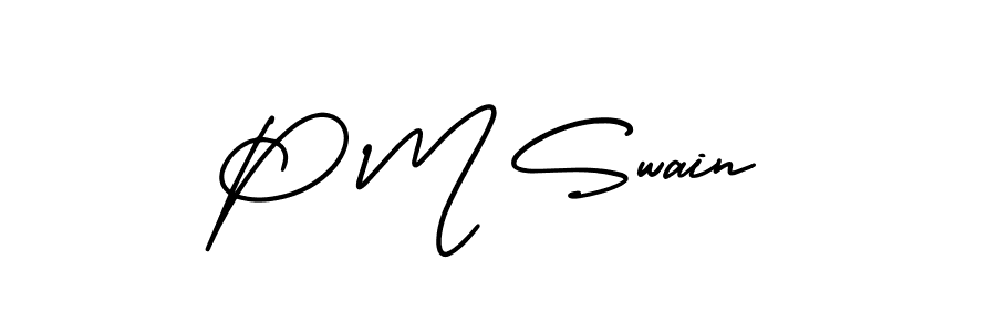 Make a beautiful signature design for name P M Swain. With this signature (AmerikaSignatureDemo-Regular) style, you can create a handwritten signature for free. P M Swain signature style 3 images and pictures png