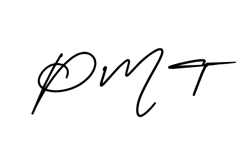 Use a signature maker to create a handwritten signature online. With this signature software, you can design (AmerikaSignatureDemo-Regular) your own signature for name P M T. P M T signature style 3 images and pictures png