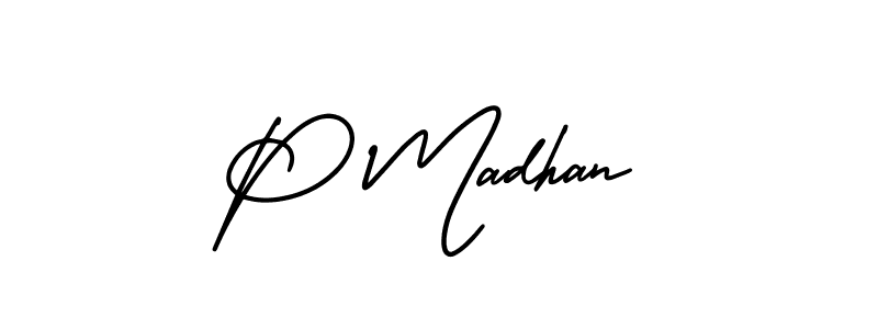 It looks lik you need a new signature style for name P Madhan. Design unique handwritten (AmerikaSignatureDemo-Regular) signature with our free signature maker in just a few clicks. P Madhan signature style 3 images and pictures png