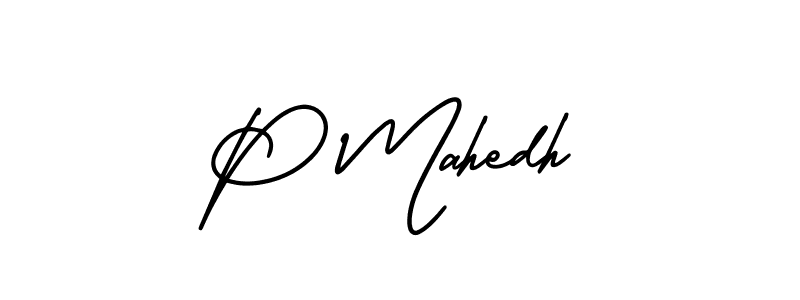 Design your own signature with our free online signature maker. With this signature software, you can create a handwritten (AmerikaSignatureDemo-Regular) signature for name P Mahedh. P Mahedh signature style 3 images and pictures png