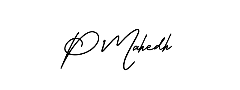 Design your own signature with our free online signature maker. With this signature software, you can create a handwritten (AmerikaSignatureDemo-Regular) signature for name P Mahedh. P Mahedh signature style 3 images and pictures png