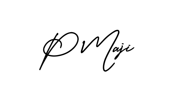 Design your own signature with our free online signature maker. With this signature software, you can create a handwritten (AmerikaSignatureDemo-Regular) signature for name P Maji. P Maji signature style 3 images and pictures png