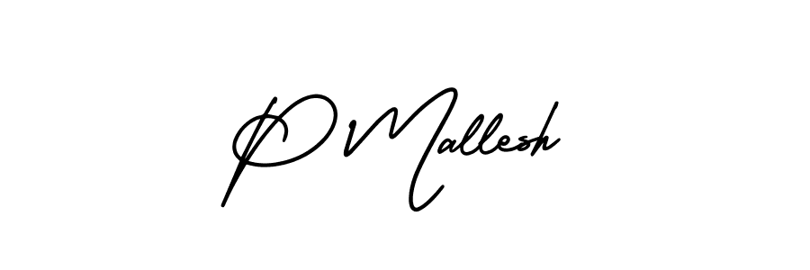 AmerikaSignatureDemo-Regular is a professional signature style that is perfect for those who want to add a touch of class to their signature. It is also a great choice for those who want to make their signature more unique. Get P Mallesh name to fancy signature for free. P Mallesh signature style 3 images and pictures png