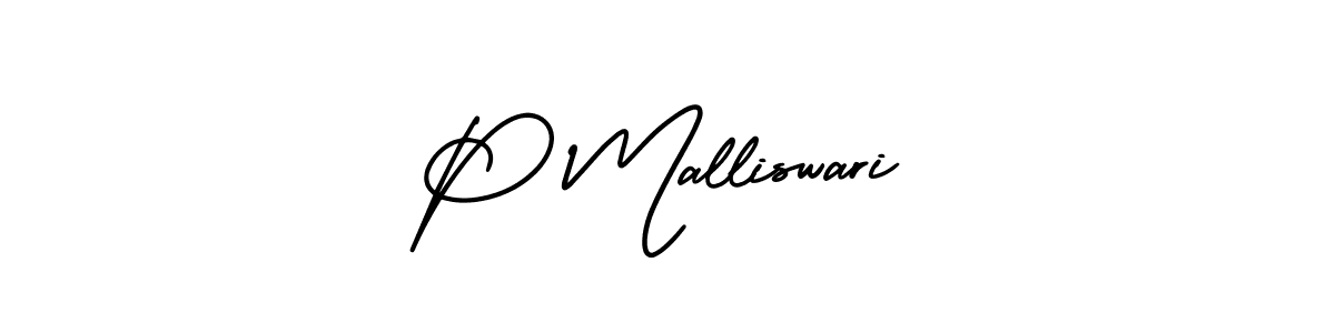 Design your own signature with our free online signature maker. With this signature software, you can create a handwritten (AmerikaSignatureDemo-Regular) signature for name P Malliswari. P Malliswari signature style 3 images and pictures png