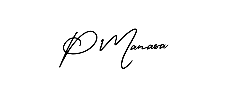 Use a signature maker to create a handwritten signature online. With this signature software, you can design (AmerikaSignatureDemo-Regular) your own signature for name P Manasa. P Manasa signature style 3 images and pictures png