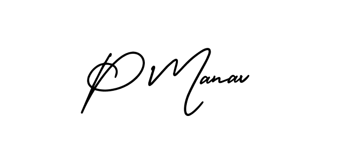 Create a beautiful signature design for name P Manav. With this signature (AmerikaSignatureDemo-Regular) fonts, you can make a handwritten signature for free. P Manav signature style 3 images and pictures png