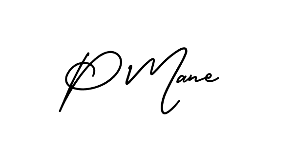 How to make P Mane name signature. Use AmerikaSignatureDemo-Regular style for creating short signs online. This is the latest handwritten sign. P Mane signature style 3 images and pictures png