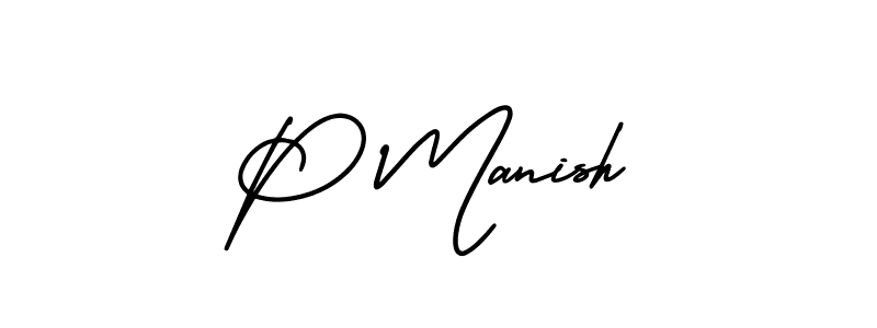 How to make P Manish signature? AmerikaSignatureDemo-Regular is a professional autograph style. Create handwritten signature for P Manish name. P Manish signature style 3 images and pictures png