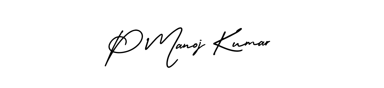 Make a beautiful signature design for name P Manoj Kumar. With this signature (AmerikaSignatureDemo-Regular) style, you can create a handwritten signature for free. P Manoj Kumar signature style 3 images and pictures png