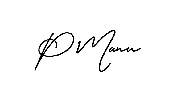 Make a beautiful signature design for name P Manu. With this signature (AmerikaSignatureDemo-Regular) style, you can create a handwritten signature for free. P Manu signature style 3 images and pictures png