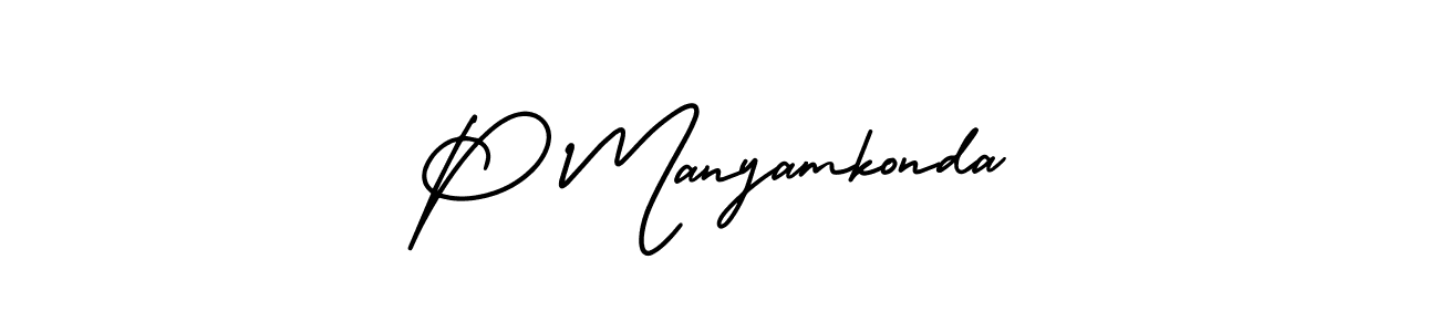 Also we have P Manyamkonda name is the best signature style. Create professional handwritten signature collection using AmerikaSignatureDemo-Regular autograph style. P Manyamkonda signature style 3 images and pictures png