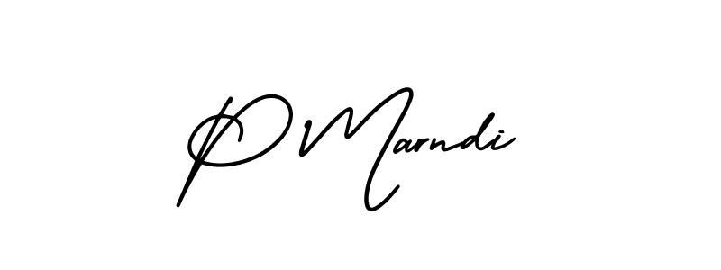 The best way (AmerikaSignatureDemo-Regular) to make a short signature is to pick only two or three words in your name. The name P Marndi include a total of six letters. For converting this name. P Marndi signature style 3 images and pictures png