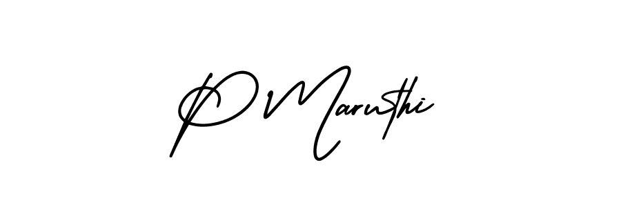 You should practise on your own different ways (AmerikaSignatureDemo-Regular) to write your name (P Maruthi) in signature. don't let someone else do it for you. P Maruthi signature style 3 images and pictures png