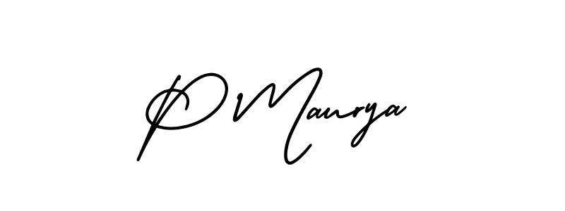 Also we have P Maurya name is the best signature style. Create professional handwritten signature collection using AmerikaSignatureDemo-Regular autograph style. P Maurya signature style 3 images and pictures png