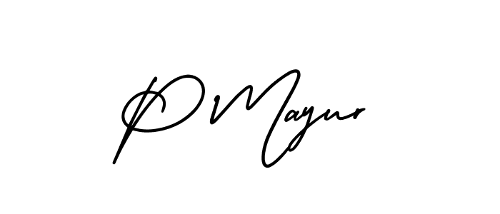 Make a beautiful signature design for name P Mayur. With this signature (AmerikaSignatureDemo-Regular) style, you can create a handwritten signature for free. P Mayur signature style 3 images and pictures png