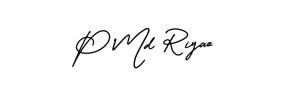 Use a signature maker to create a handwritten signature online. With this signature software, you can design (AmerikaSignatureDemo-Regular) your own signature for name P Md Riyaz. P Md Riyaz signature style 3 images and pictures png