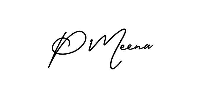 Design your own signature with our free online signature maker. With this signature software, you can create a handwritten (AmerikaSignatureDemo-Regular) signature for name P Meena. P Meena signature style 3 images and pictures png