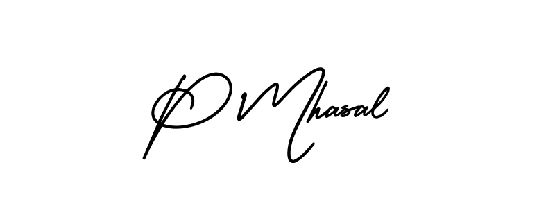 Design your own signature with our free online signature maker. With this signature software, you can create a handwritten (AmerikaSignatureDemo-Regular) signature for name P Mhasal. P Mhasal signature style 3 images and pictures png