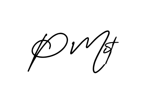 How to make P Mit name signature. Use AmerikaSignatureDemo-Regular style for creating short signs online. This is the latest handwritten sign. P Mit signature style 3 images and pictures png