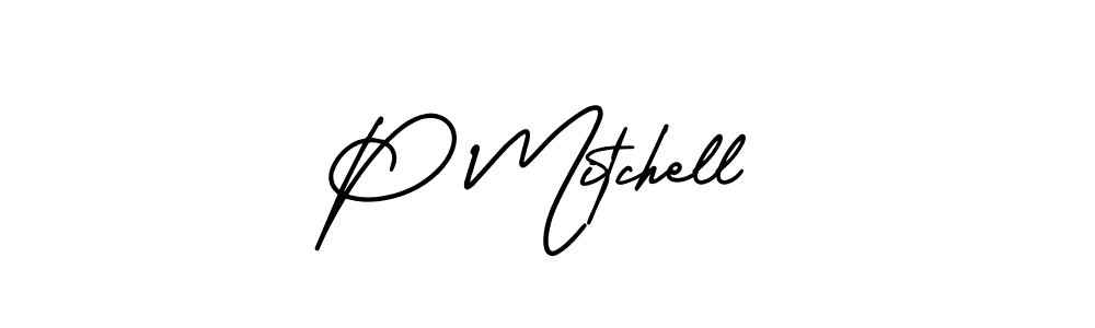 P Mitchell stylish signature style. Best Handwritten Sign (AmerikaSignatureDemo-Regular) for my name. Handwritten Signature Collection Ideas for my name P Mitchell. P Mitchell signature style 3 images and pictures png