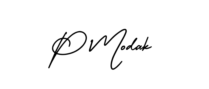 Design your own signature with our free online signature maker. With this signature software, you can create a handwritten (AmerikaSignatureDemo-Regular) signature for name P Modak. P Modak signature style 3 images and pictures png