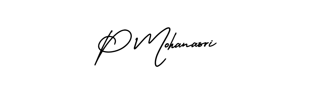 You should practise on your own different ways (AmerikaSignatureDemo-Regular) to write your name (P Mohanasri) in signature. don't let someone else do it for you. P Mohanasri signature style 3 images and pictures png