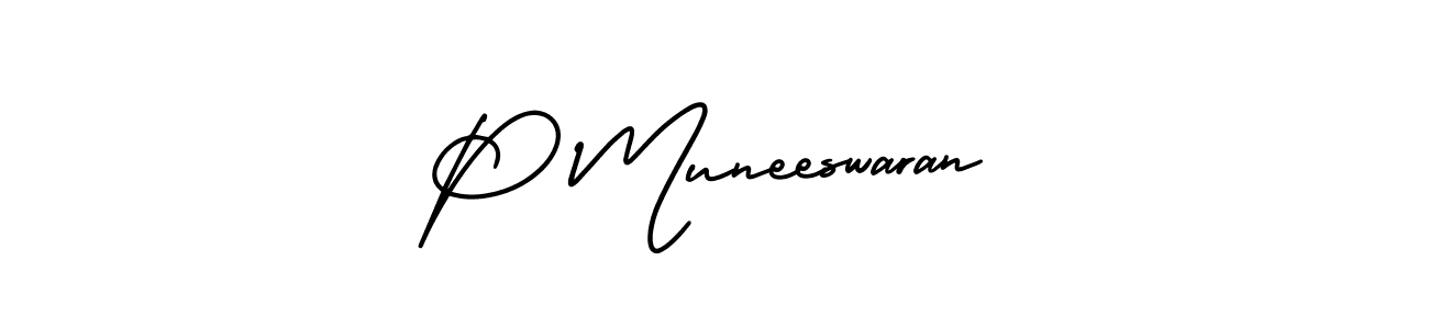 Create a beautiful signature design for name P Muneeswaran. With this signature (AmerikaSignatureDemo-Regular) fonts, you can make a handwritten signature for free. P Muneeswaran signature style 3 images and pictures png