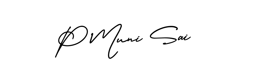 P Muni Sai stylish signature style. Best Handwritten Sign (AmerikaSignatureDemo-Regular) for my name. Handwritten Signature Collection Ideas for my name P Muni Sai. P Muni Sai signature style 3 images and pictures png