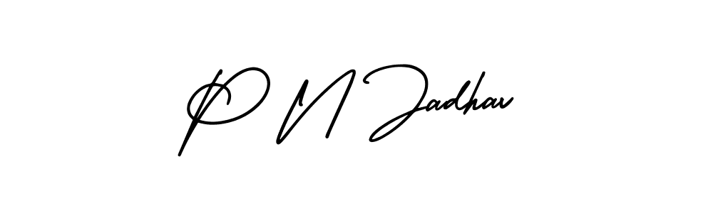 AmerikaSignatureDemo-Regular is a professional signature style that is perfect for those who want to add a touch of class to their signature. It is also a great choice for those who want to make their signature more unique. Get P N Jadhav name to fancy signature for free. P N Jadhav signature style 3 images and pictures png