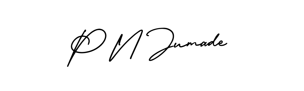 Create a beautiful signature design for name P N Jumade. With this signature (AmerikaSignatureDemo-Regular) fonts, you can make a handwritten signature for free. P N Jumade signature style 3 images and pictures png