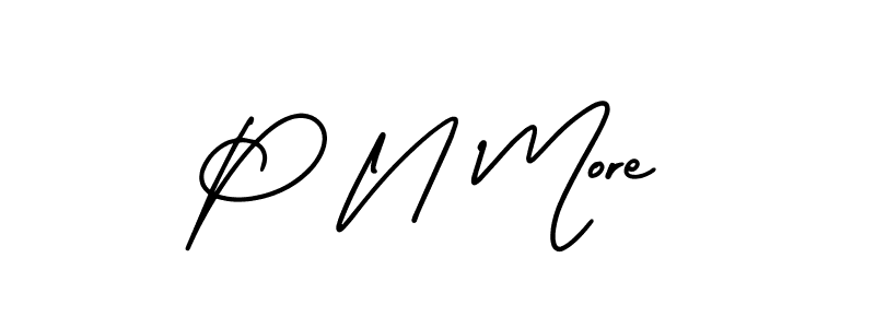 The best way (AmerikaSignatureDemo-Regular) to make a short signature is to pick only two or three words in your name. The name P N More include a total of six letters. For converting this name. P N More signature style 3 images and pictures png